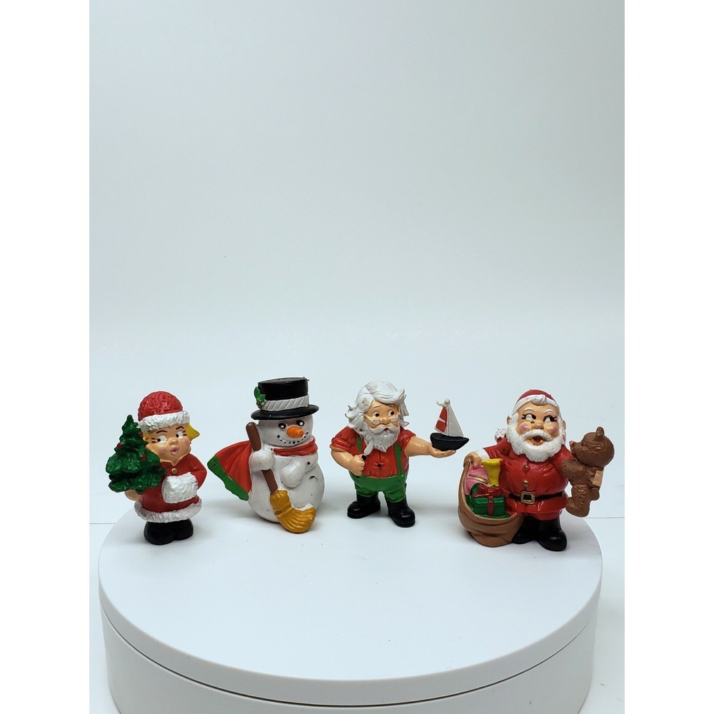Wallace Berrie PVC Plastic Christmas Figures Portugal Lot of4 Vtg 1980 1981